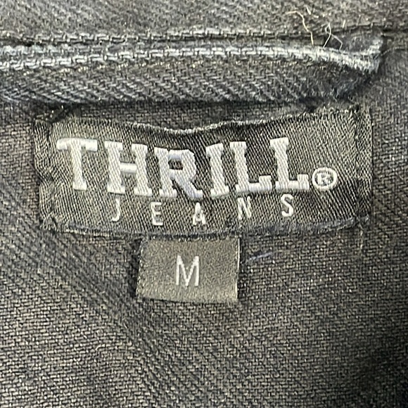 Thrill Jeans Destructed Destroyed Slashed Denim Jean Jacket Longline Oversized M - Picture 6 of 10